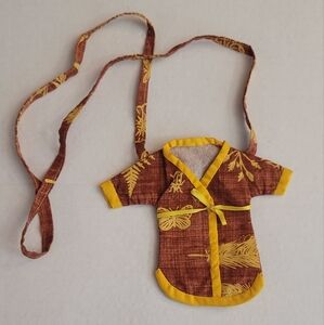 Vintage Brown and Yellow  Kimono purse bag